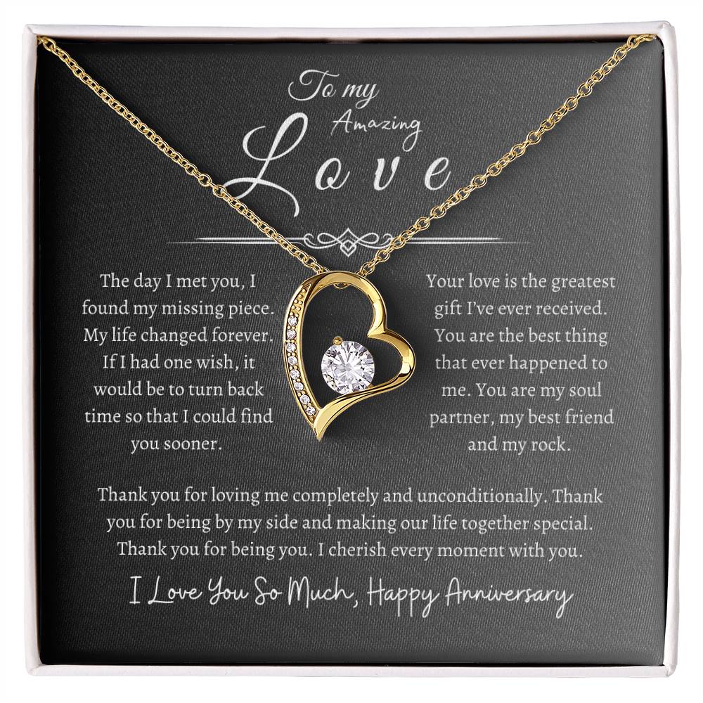 To My Amazing Love, Happy Anniversary, Forever Love Necklace GR