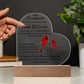 Acrylic Heart LED Plaque - Remember That I Love You - Loving Red Bird Couple - To My Soulmate